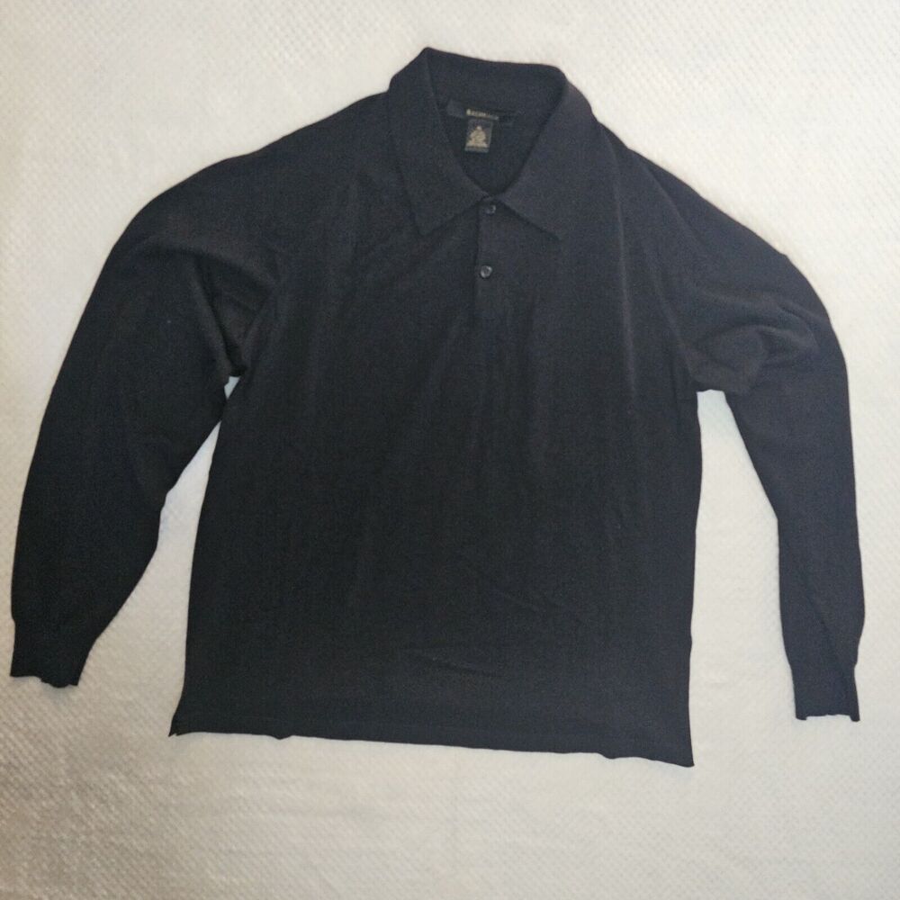 Bachrach Mens Silk Blend Long Sleeve Collared Button‎ Shirt XL Golf